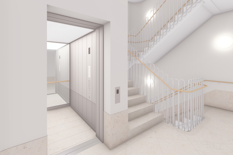 Visualisierung Aufzug / Treppe Beisser Haus Hamburg Spitalerstr.1